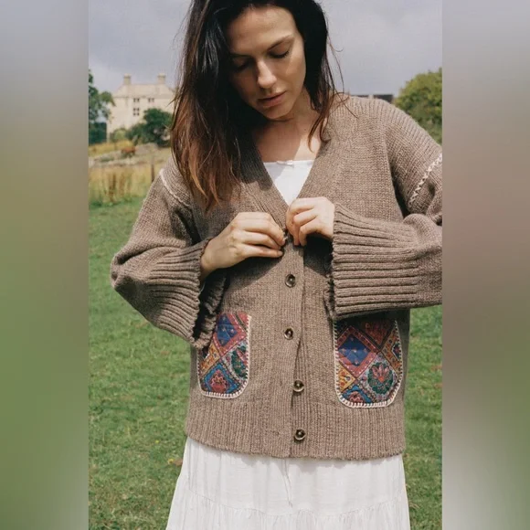 Christy Dawn Helga Cardigan in Pebble, size m - Picture 5 of 6